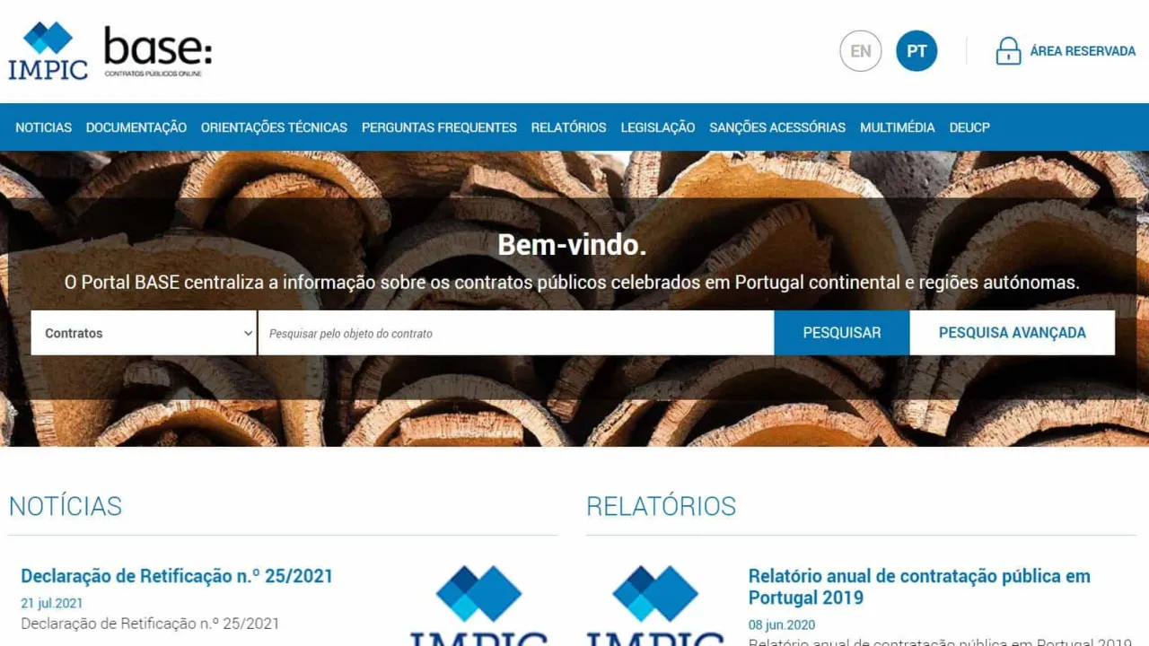 Contratos registados no portal Base em 2023 atingiram mais de 192 mil