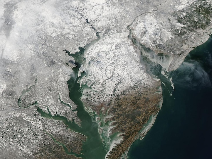 Gelo nas baías de Chesapeake e Delaware